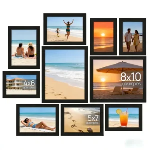 10 Pack Eco friendly Rustic Wood Picture Frames Collage Wall Decor for Mounting Tabletop Display Photo Gallery Frame Set Family