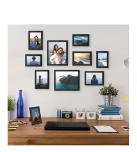 10 Pack MDF Multi Sizes Wall Mounting Photo Frame Set UV Printed Picture Frames Collage Wall Decor Tabletop Photo Frame Display