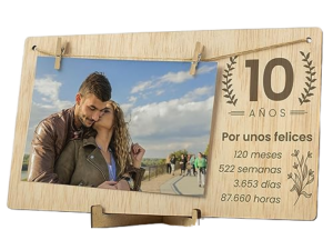 CONTRAXT 10 Year Anniversary Rectangle Tabletop Photo Frame Congratulatory Card. Gift Ideas for Couples Weddings Men Women Boys