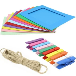 10Pcs Multi Colors Wall Deco Hanging Picture Frames DIY Paper Photo Frame With Clips and Ropes