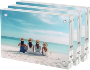 10mm Thickness Desktop Reusable Magnetic Closure Round Free Stand Acrylic Frame Easy Assemeble Polaroid Photos Holder