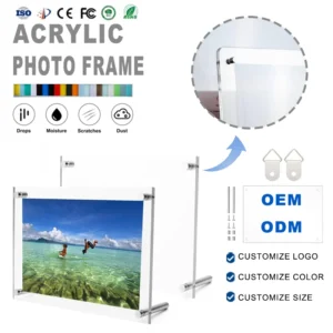 11*14 Inch Double Panel Floating Frameless Acrylic Photo and Degree Certificate Frame Wall Mounted Certificate Display