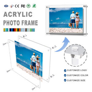 11*14 Inch Transparent Double Sided Floating Hanging Acrylic Photo Frame Square Cube Style Frameless with Degree Certificate