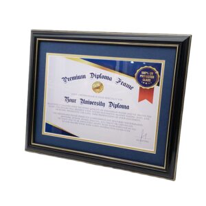 11×14 Diploma Frame Display Certificates 8.5 X 11 Documents 11 X 14 College Degree Wooden Frame Tempered Glass Wall Tabletop
