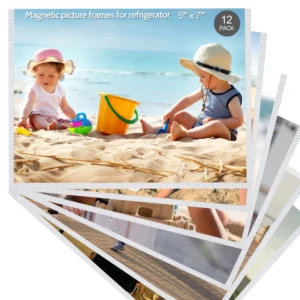 12-Pack Modern White Border Plastic Photo Frames Reusable Magnetic Picture Frame Refrigerator Style Magnetic Sticker for Display