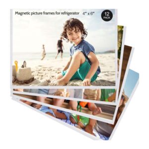 12-Pack Reusable Magnetic Picture Frame with White Border Plastic Photo Frames for Refrigerator Shape Style Magnetic Sticker