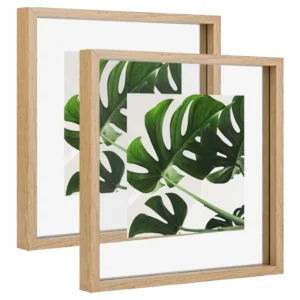 12×12 Floating Frame Set of 2 Double Glass Rustic Square Photo Frame Display 12×12 Display Frame Shadow Box
