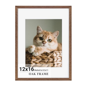 12×16 MDF Walnut Finish Poster Frame Matted 8.5×11 with Tempered Glass Lightweight Wall Mount Home Office Decor