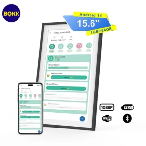 15.6 Inch Desktop Smart Digital Calendar Android 14 Touch Screen Digital Photo Frame 4GB 64GB Wireless Family Clock Office