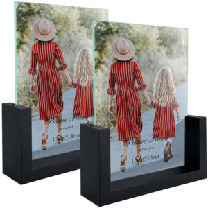 2 Piece Customizable Black UV Printing Modern Floating Wooden Photo Frame Set for Wall Desk Home Office Decor Display