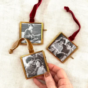 2″x2″ Glass Handicraft Mini Wall Hanging Double Floating Photo Glass Frames with Red Ribbon for Dried Flowers Plants
