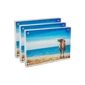 20MM Thicker Acrylic Block Double Sided Magnetic Clear Freestanding Photo Frame for Desk or Tabletop Display