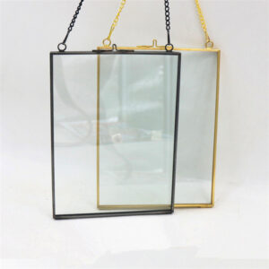 24x36cm Big Size Floating Tempered Glass Photo Frame Rustic Gold Hanging Photo Picture Frame Double Sided Glass Picture Frame