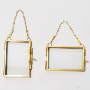 3 Inch Brass Hanging Photo Frame with Double Floating Picture Pressed Flowers Wall Decor Glass Crafts Craft Supplies