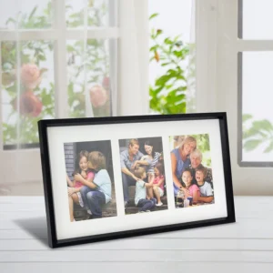 3 Opening 4×6 Decorative Black Wooden Matted Collage Photo Picture Frame