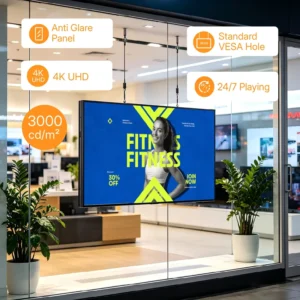 3000 Nits Semi Outdoor LCD Display Window Advertising Screen Anti Glare High Brightness Digital Signage with CMS Software