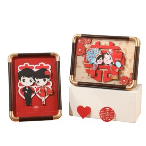 3D Handmade DIY Paper cut Double Joy Chinese style Photo Frame Gift for Bride Best Friend Wedding Newlywed Display