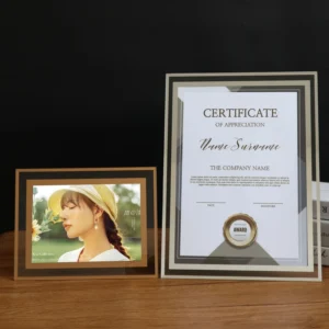 4*6 6inch Transparent Silver Glass Crystal Certificate Photo Frame Creative Glass Picture Frame A4 for Wedding Display