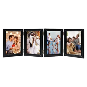 4 Folding 4×6 Inch Natural Wood Photo Frames for 4 Photos Decorative Wall