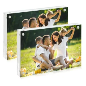 40 Packs 4×6 Inch 20mm Thickness Clear Magnetic Photo Frame Acrylic Picture Frames Acrylic Frame Stand for Desktop Display