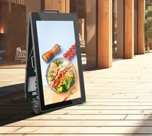 43″ Outdoor Digital A frame Sign with Integrated Solar Panel and Rechargeable Battery Digital Advertising