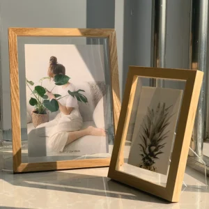 4X6 5X7 Tabletop Display Clear Natural Wood Photo Frame With Acrylic