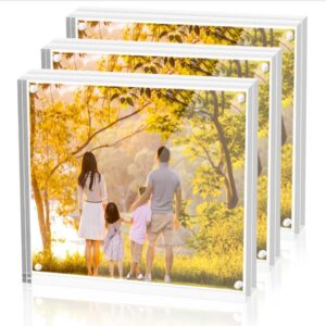 4×4 Inch Free Stand Clear Acrylic Magnetic Picture Photo Frame Square Acrylic Desktop Photo Frame