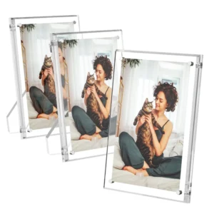 4×6 Acrylic Picture Frame with Stand Clear Acrylic Photo Frame with Magnets for Tabletop Display