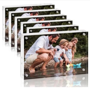 4×6 Inch Clear Double Sided Acrylic Magnetic Desktop Photo Frame