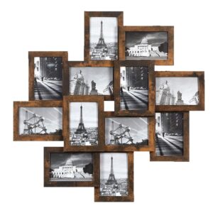 4×6 MDF Wooden Collage Wall Decor Photo Frame Set with UV Printing 12 Pack for Family Wall Mounting Display