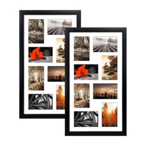 4×6 Picture Frames Collage with 8 Openings Matted Wall Hanging Multi Photo Frame Collage for Family Pictures Wall Decor Black