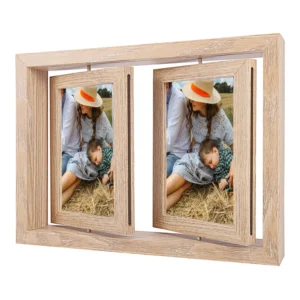 4×6 Rotating Floating Picture Frames for Vertical or Horizontal Tabletop Display Pet Frames Wood Grain