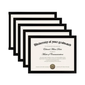 5 Pack Eco Friendly High Definition Glass Certificate Frame 8.5 11 Picture Diploma Document Display Frames