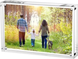 5×7 Inches Acrylic Picture Frame Double Sided Clear Frameless Photo Frames with Magnetic Desktop Transparent