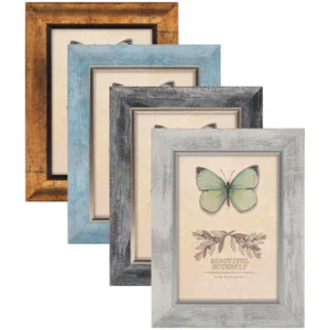 5×7 Rustic Retro Photo Frame Set 4 HD Plastic Cover Wall Mount Tabletop Display for Family Friends Wedding Gift