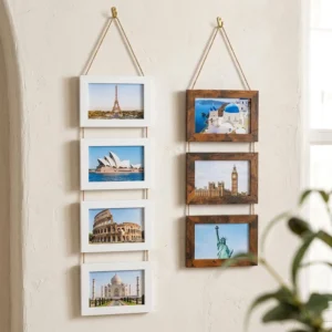 6 7 Inches Collage Picture Frames Rustic Wooden Vertical Hanging 3 4 Opening Photo Frame for Wall Decor