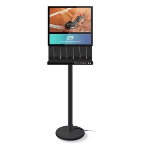 6-USB Cable Mobile Phone Charging Station Floor Standing for Retail Store Airport Exhibition Hall Use