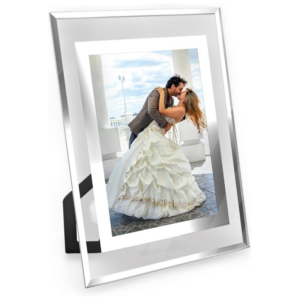 6×8 8×10 A4 Horizontal Vertical Orientation Silver Finish Glass Photo Frame Glitter Crystal Silver Photo Frames for Wedding