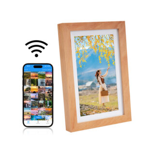 7 inch Display Screen Image Video Playback Electronic WIFI P2P Beech Wood Digital Photo Frames 2000mAh 8GB 128GB Ruishang