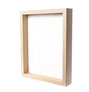 8 X 10 Natural Oak Wooden Shadow Box Frame Soft Felt Back Tempered Glass and Included Elegant White Ball Push Pins