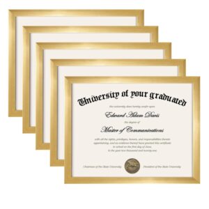 8.5 by 11 Picture Diploma Document Frames for Wall and Tabletop 5Pack Certificate Frame with High Definition Glass