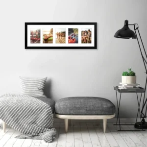 8×24 Collage Picture Frame Fits Five 4×6 Photos or One 8×24 Picture Gallery Frame Set Photo Frame for Wall Display