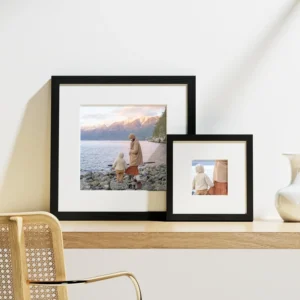 8×8 Picture Frames Set 4×4 Pictures Mat Black Engineered Wood Photo Frames Wall Wooden Photo Frame