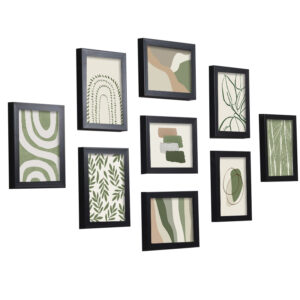 9 Pack Picture Frames Collage Wall Decor for Mounting Photo Gallery Frame Set for Family Multi Sizes Including Black
