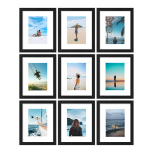 9 Piece Photo Frame Collage Set MDF Multi Picture Frame Wall Gallery Kit for Home Decor Wedding Family Photo Display