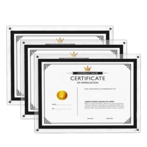 A3 A4 A5 Glass Honor Certificate Frames Silver Glass Document Display Holders for Award & Diploma