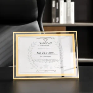 A4 A3 Crystal Gold Glass Patent Certificate Photo Frame for Business License Table Authorization Simple Modern Style