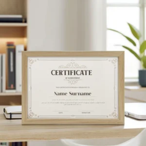 A4 Certificate Picture Frame with Clear PET Board & Synthetic Wood for Achievement Award Display