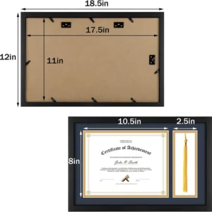 A4 Multi Color Graduation Diploma Frame Wooden Certificate Frame with Glass and 5 Interchangeable Mats