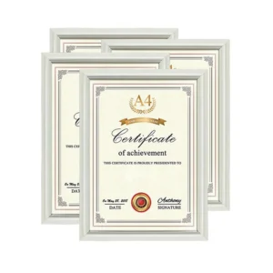 A4 Wood Frames Essentials White Certificate Diploma Picture Photo Frames for Wall Hanging Tabletop Certified